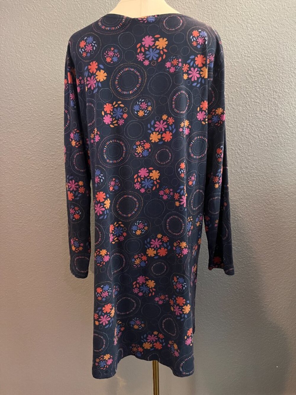 GUDRUN SJODEN KNIT COTTAGECORE LAGENLOOK LONG SLEEVE FLORAL MIDI DRESS - EUC- XL - Picture 8 of 12